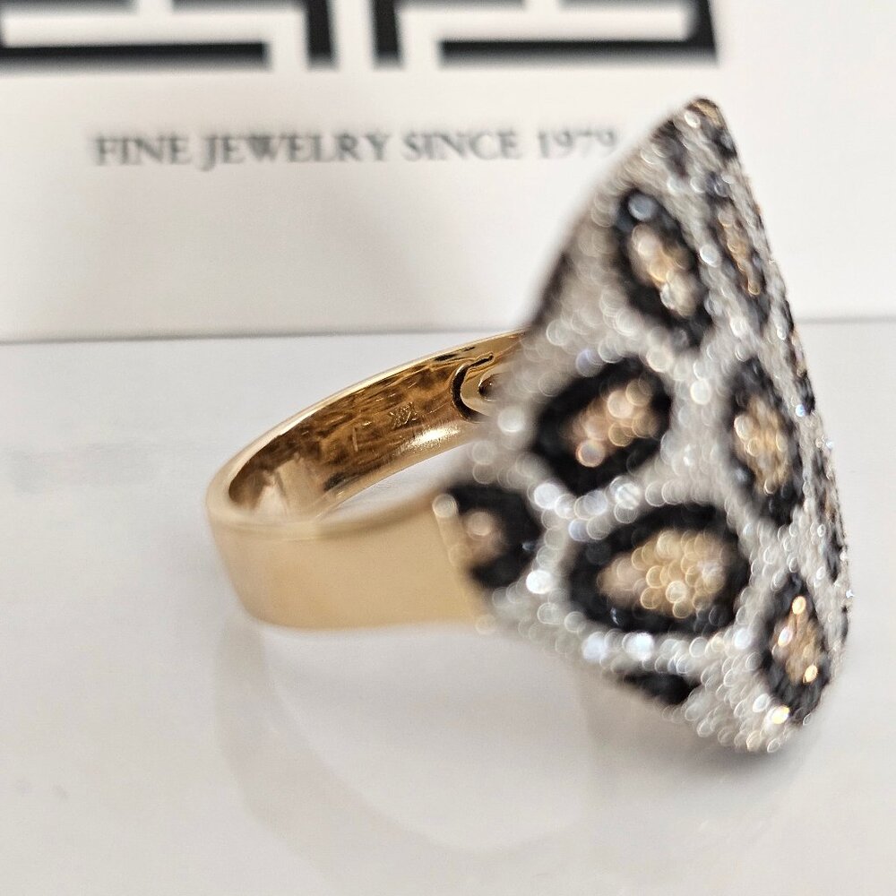 14K Yellow Gold Multi Color Diamond Panther Print ring,  size 9 - Picture 10 of 12